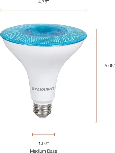Vista 6 de Sylvania LED Flood PAR38 - Bombilla azul eficiente, 9 W, no regulable, 5 años, base mediana E26, 1 paquete (40830)