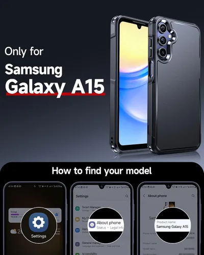 Vista 6 de LeYi Funda para teléfono Samsung Galaxy A15-5G: Funda Samsung A15 con protector de pantalla x 2 + 2 protectores de lente de cámara, protección