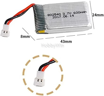 Vista 2 de 4 unids 3.7 V 1S 600 mAh 25C LiPO batería mx2.0-2P enchufe+4 puertos cargador para micro tamaño RC modelo helicóptero FPV Drone