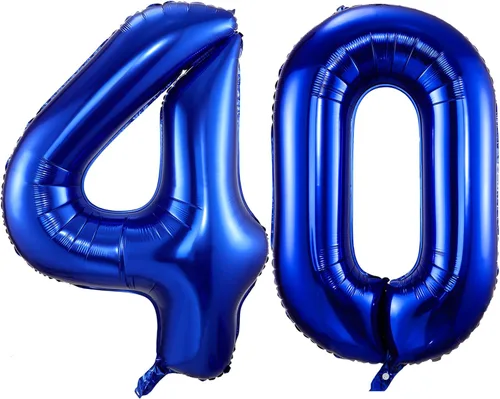 Vista 8 de Globos de número 0 azul marino, 40 pulgadas, globos de cumpleaños grandes de papel aluminio brillante azul oscuro, globos digitales de número