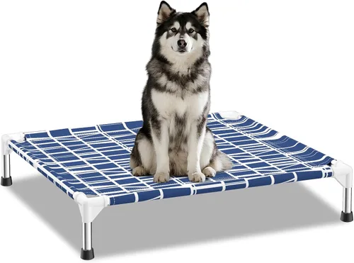 Vista 8 de Cama elevada para perros: tela suave y cómoda, fácil de limpiar, marco de acero inoxidable, diseño elevado para circulación de aire, cuna duradera