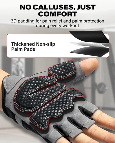 Vista 4 de VINSGUIR Guantes de entrenamiento para hombres y mujeres, guantes de levantamiento de pesas con excelente agarre, guantes de gimnasio ligeros