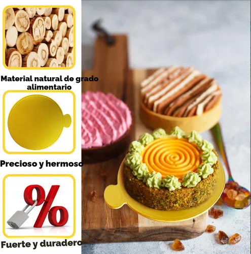Vista 4 de Mini tablas para pastel, tablas para pastel doradas 100 piezas, base para pastel de grado alimenticio, base circular dorada de 8,1 cm, redonda