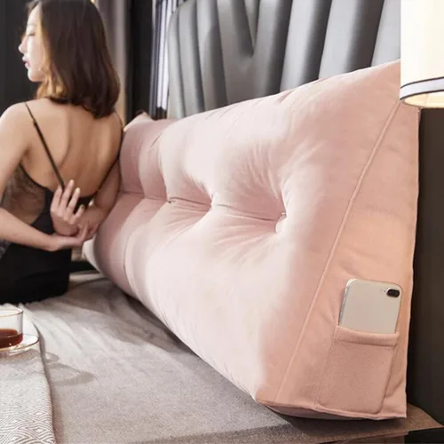 Vista 2 de Almohada de lectura suave para reposo en cama, cojín grande para cabecero, respaldo triangular, almohada de cuña para cuello y soporte lumbar
