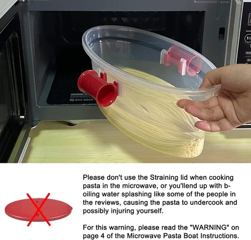 Vista 3 de MOCHEE Barco de pasta para microondas con colador para pasta, arroz, verduras, pollo