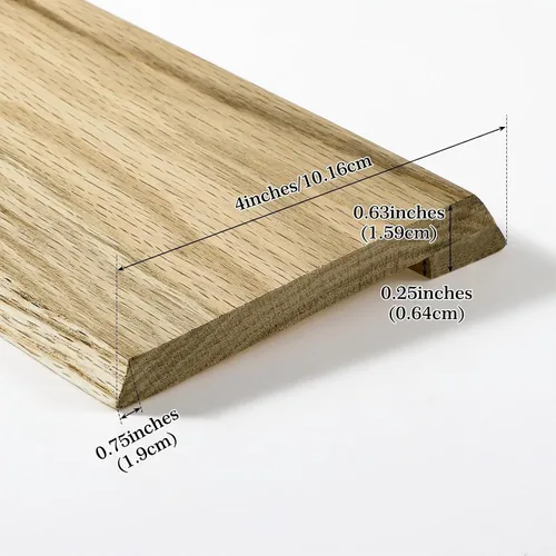 Vista 3 de Kigley Umbral para interiores de roble rojo macizo, reducción de transiciones para puertas, umbral de superposición de madera, 4 pulgadas de ancho