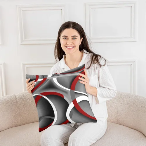 Vista 4 de Castle Fairy Fundas de almohada modernas con estampado de líneas geométricas de doble cara de 16 x 16 pulgadas, fundas de almohada de espirales