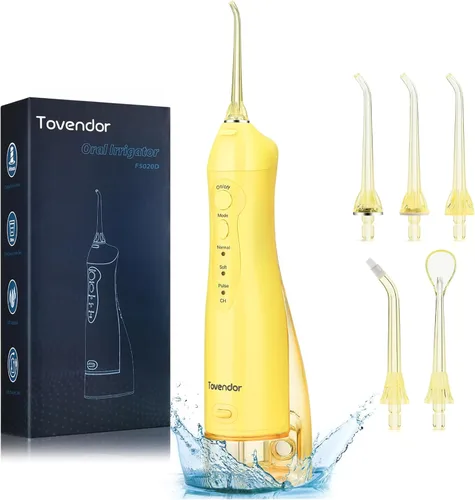 Vista 12 de Hilo dental TOVENDOR eléctrico, para agua, irrigador bucal dental inalámbrico, 3 modos, 3 puntas para higiene familiar
