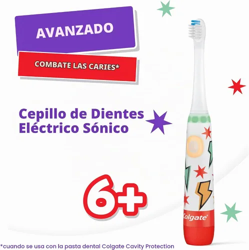 Vista 2 de Colgate Advanced Cavity Fighter - Cepillo de dientes con batería para niños, incluye batería AA y cabezal de cepillo de dientes extra, cuenta