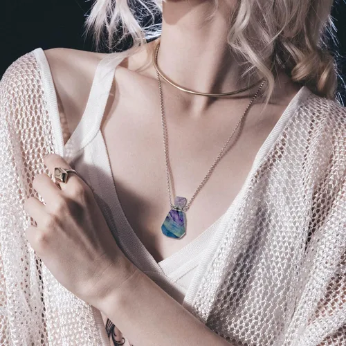 Vista 46 de Perfume Bottle Necklace Heart Shape, Amethyst Necklace Healing Crystal for Women, Essential Oil Diffuser Bottle Necklace Jewelry for Liquid