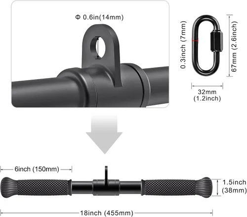 Vista 7 de SELEWARE Accesorios de máquinas de cable de barra recta giratoria para gimnasio, barra de tracción barra de presión con mango de goma