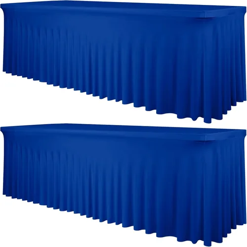 Vista 22 de fani Paquete de 2 faldas de mesa elásticas negras para mesa rectangular de 6 pies, manteles elásticos de elastano lavables con falda, mantel