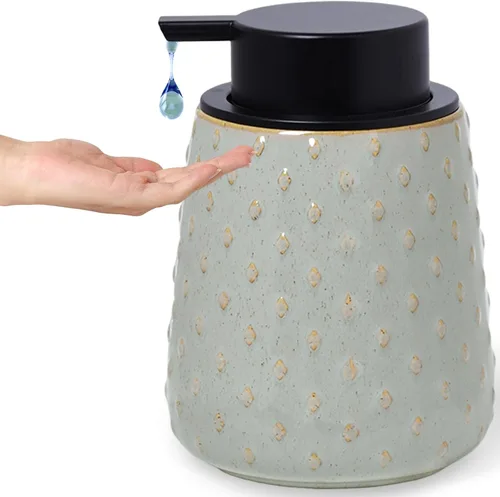 Vista 11 de Dispensador de jabón con bomba fácil de prensar, dispensador de jabón de manos recargable de 12 onzas, encimera de baño y fregadero de cocina