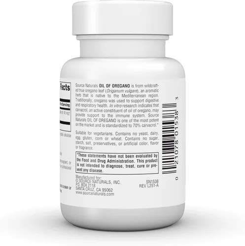 Vista 4 de Source Naturals, Aceite Wellness de Orégano, 30 Cápsulas Vegetarianas