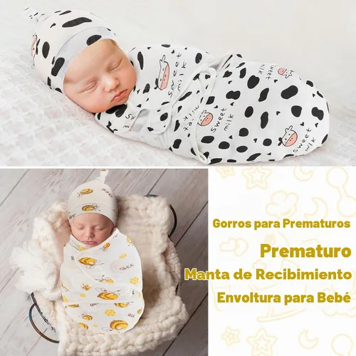 Vista 5 de Chuarry - Juego de 3 mantas para bebés prematuros con sombrero, estilo Estilo brillante.