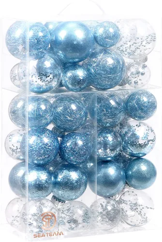 Vista 25 de Sea Team Juego de bolas de Navidad de plástico transparente, inastillables, varios tamaños, bolas decorativas de Navidad con decoraciones delicadas