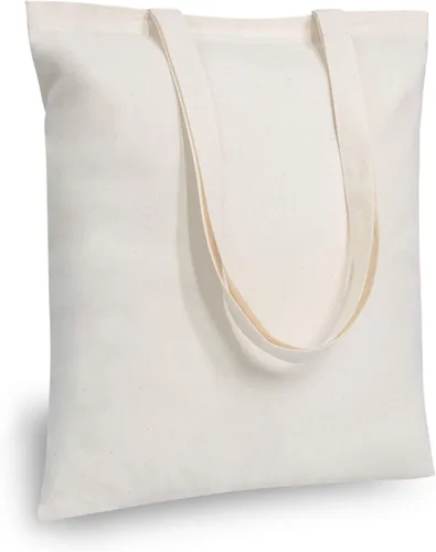 Vista 22 de TOPDesign Paquete de 10 bolsas de mano económicas de algodón de 11.8"x13", bolsas de tela ligeras y pequeñas reutilizables para compras de Beige