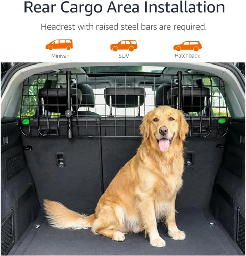 Vista 3 de Amazon Basics Barrera ajustable para perros para vehículos, 59.72 x 5.20 x 16.46 pulgadas, color negro