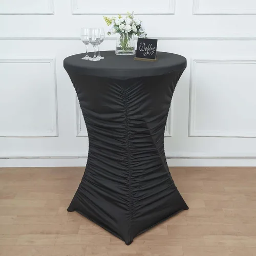 Vista 5 de Efavormart - Mantel para mesa de cóctel, color negro, de 32 pulgadas, plisado, resistente, de elastano, para mesa de cóctel, boda, fiesta, bar