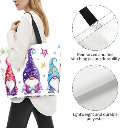 Vista 3 de Bolso de hombro grande reutilizable respetuoso del medio ambiente bolsas de compras portátil de almacenamiento