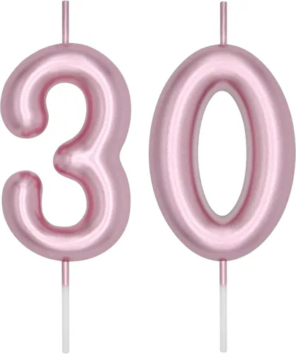 Vista 146 de DERVENTA Vela con números de 2.36 pulgadas, decoración perfecta para cumpleaños, brunch, postre, pastel, 1 pieza (número 0 rosa)