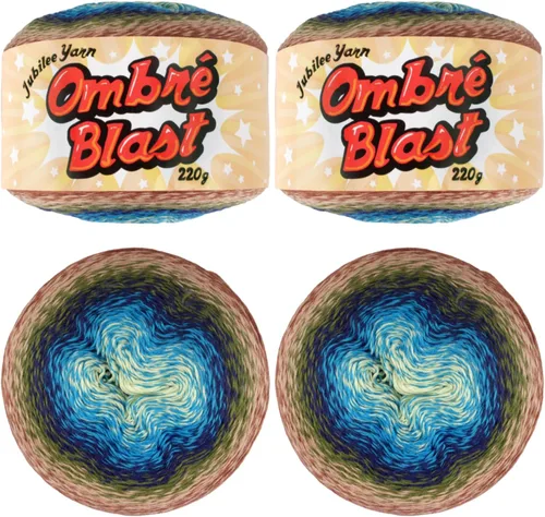 Vista 13 de JubileeYarn - Hilo Ombré Blast (7.76 oz/torta de algodón para bebé, 1 torta)