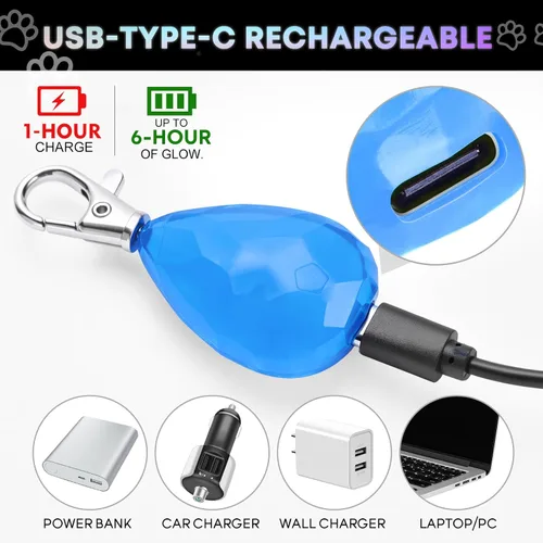 Vista 6 de Paquete de 2 luces recargables para perros, luz para collar de perro, impermeable, luces de seguridad LED para perros con 3 modos, múltiples