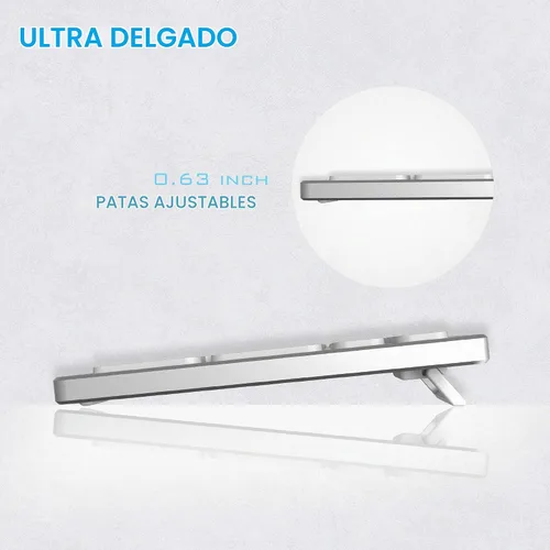 Vista 5 de POWZAN Teclado de Aluminio Silencioso con Cable Retroiluminado - Tecla Chiclet Delgada Compatible con Apple iMac, MacBook, Mac y PC, Teclado USB