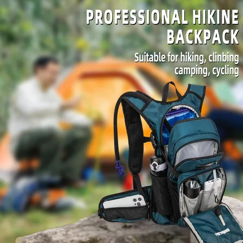 Vista 6 de Mochila de hidratación, mochila de agua ligera para senderismo con vejiga de agua a prueba de fugas de 3 L, paquete de hidratación aislada ideal