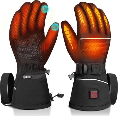 Vista 7 de Heated Gloves for Men Women Rechargeable Electric Gloves Negro/Plata