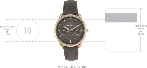 Vista 3 de Reloj Fossil Tailor, de cuero torcido, con multifunción., Gris