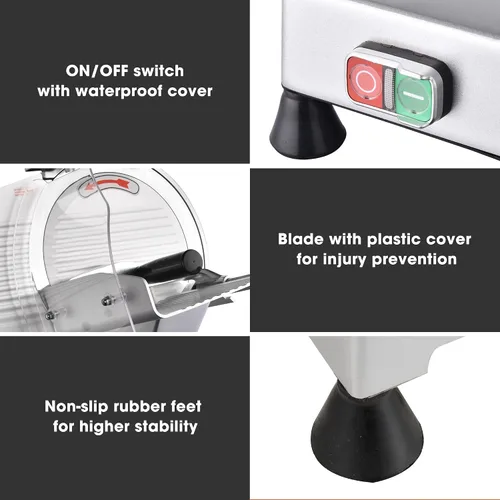 Vista 4 de WeChef Cortador de carne comercial de 10 '' 240 W eléctrico Deli Slicer Queso Cortador de alimentos Hoja de acero inoxidable para tienda restaurante