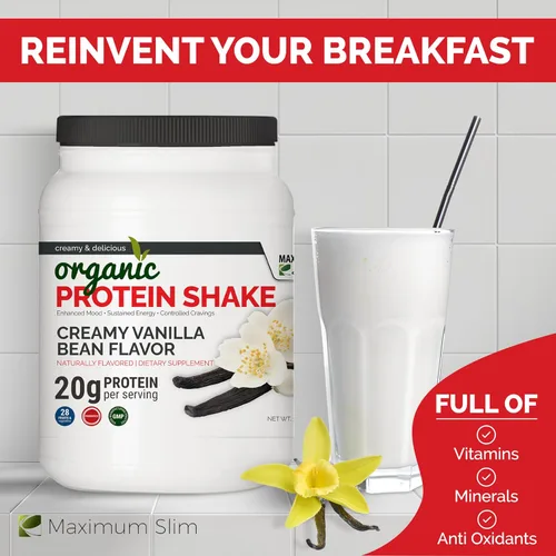 Vista 5 de Maximum Slim Batido de proteínas orgánico - Sabor cremoso de vainilla