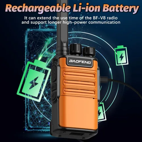 Vista 3 de Walkie Talkies de largo alcance para adultos con auriculares recargables Waki Taki Naranja