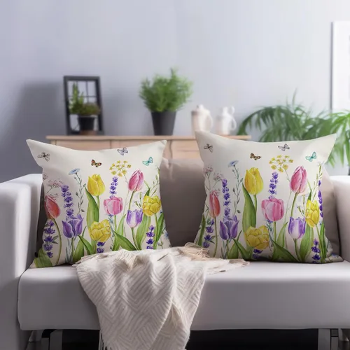 Vista 59 de Juego de 2 fundas de almohada de 16 x 16 pulgadas, diseño patriótico de bandera estadounidense con estrellas para exteriores, estilo casa de campo