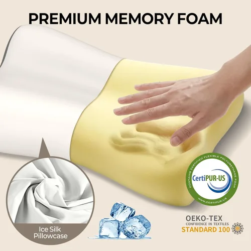Vista 4 de Almohada cervical de espuma viscoelástica para dormir, almohada ortopédica ergonómica para cama de contorno, almohada de apoyo para aliviar el dolor