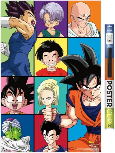 Vista 17 de Trends International Dragon Ball Z - Póster de pared con cuadrícula, 22.375 x 34 pulgadas, versión enmarcada de madera de granero