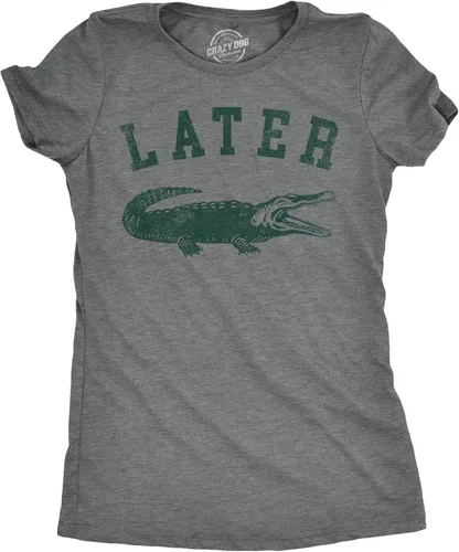 Vista 10 de Camiseta de cocodrilo para mujer, divertida camiseta con texto en inglés "Gator Joke Ssaying" Verde jaspeado - cocodrilo