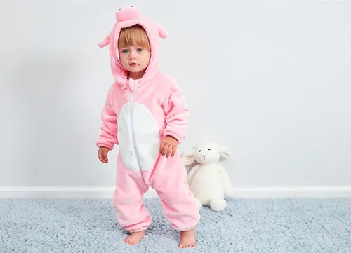 Vista 106 de Mameluco unisex de franela para bebé, disfraz de animal con capucha de dibujos animados