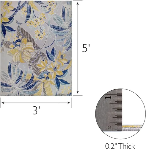 Vista 2 de Leick Home 595249 Song Floral - Alfombra rectangular para interiores y exteriores, 3 x 5 pies