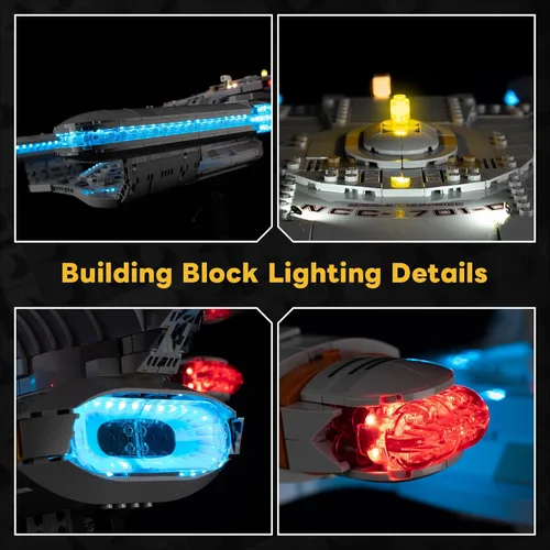 Vista 4 de Kyglaring Kit de luz LED compatible con bloques de construcción Lego U.S.S. Enterprise NCC-1701-D 10356, control remoto actualizado, solo luces