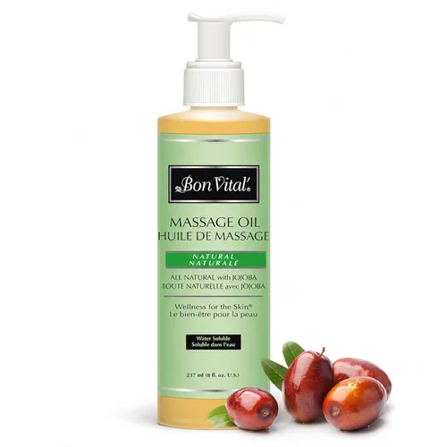 Vista 11 de Aceite de masaje Bon Vital Naturale hecho con ingredientes naturales para un masaje relajante y respetuoso con el medio ambiente, revive y rehidrata