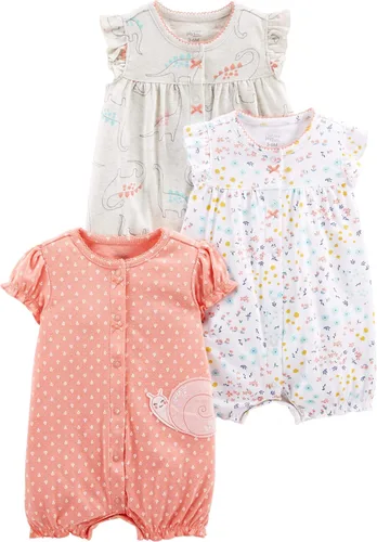 Vista 6 de Simple Joys by Carter's - Paquete de 3 mamelucos Snap-up para bebés niñas