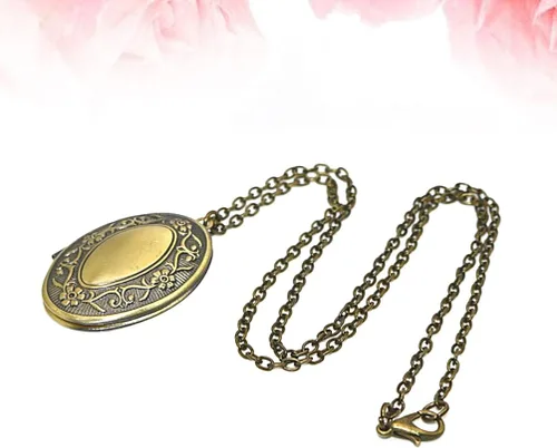 Vista 2 de Collar con colgante ovalado de estilo vintage con forma de medallón abierto