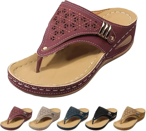 Vista 10 de Generic Sandalias ortopédicas de cuña con soporte de arco para mujer, sandalias informales de punta abierta, unisex para adultos