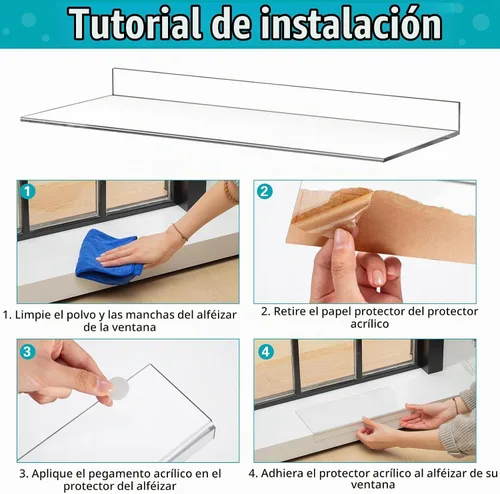 Vista 4 de Wenqik 2 protectores transparentes para alféizar de ventana de 14.75 x 2.5