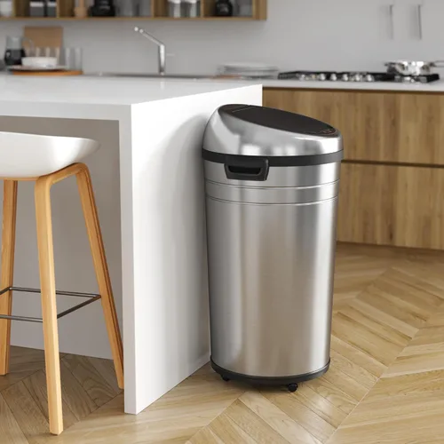 Vista 3 de iTouchless Cubo de basura sin contacto de tamaño comercial de 23 galones con sistema de control de olores AbsorbX, acero inoxidable, cubo de basura