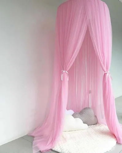 Vista 14 de ESUPPORT Toldo de cama de princesa, cúpula de encaje, mosquitera, tienda de campaña para colgar decoración del hogar, cortinas de red, rincón