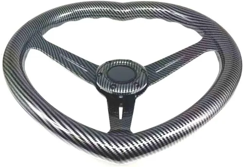 Vista 4 de Volante en forma de corazón negro del ABS universal del volante del estilo de la fibra de carbono