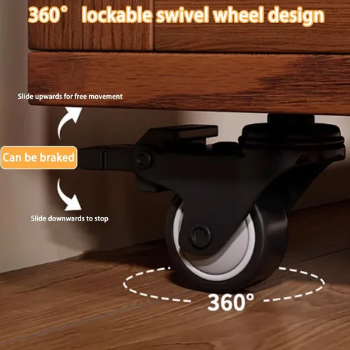 Vista 8 de Perchero de madera maciza, perchero móvil de 360°, perchero de gran capacidad con 4 cajones y un zapatero, perchero para entrada, dormitorio Natural